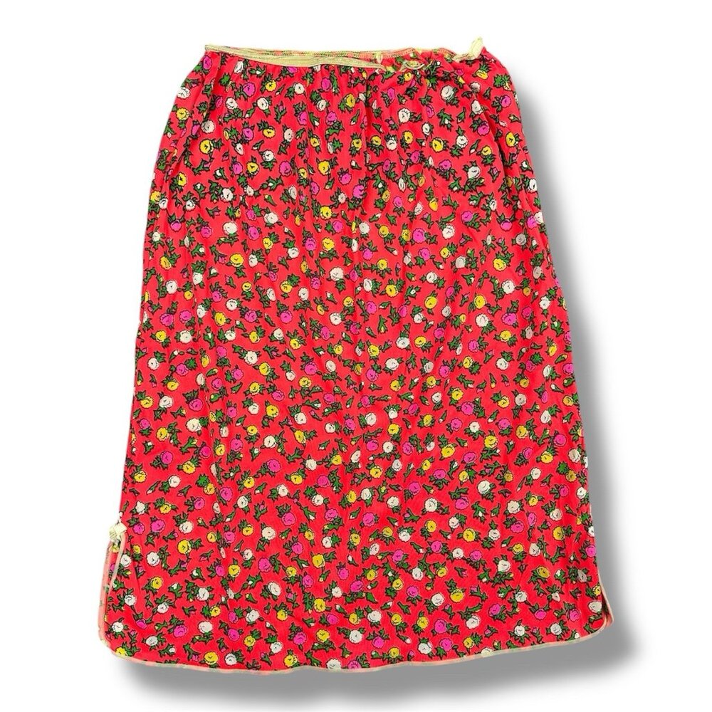 Vtg Greenco Maid Half Slip Medium 6 Orange Floral Nylon Tricot 20-35” Waist